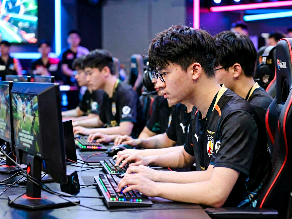 电子竞技比赛现场，选手专注竞技，lejing乐竞电竞资讯配图
